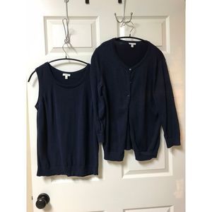Talbots Sweater Set Navy Blue
